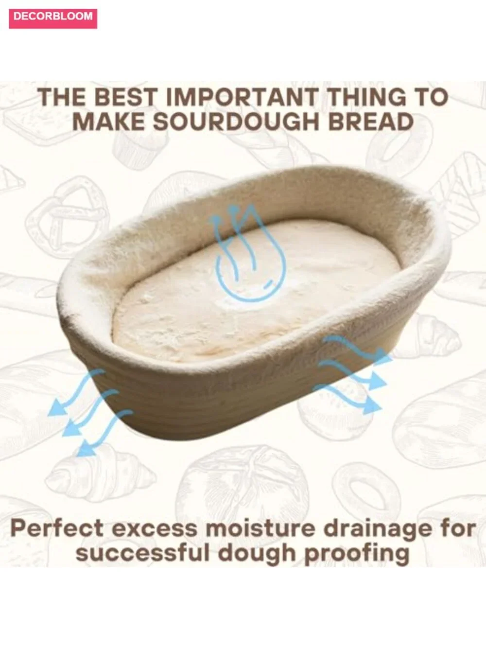 Banneton Bread Proofing Basket 2 Pack Oval with Liner Rattan Sourdough Baking